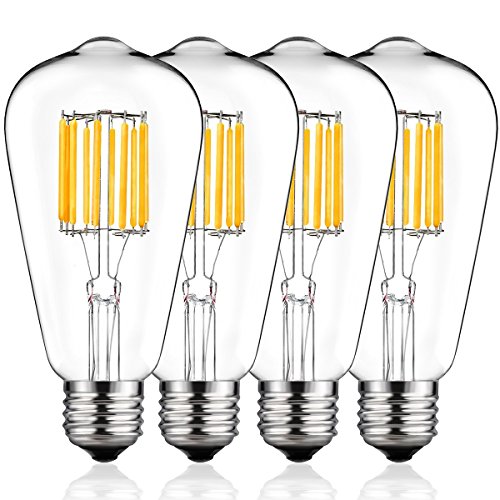 Product Cover Vintage LED Edison Bulb 100W Equivalent, DORESshop No Dimmable 10W ST64(ST19) Antique LED Filament Light Bulb, Warm White 2700K, E26 Base Squirrel-Cage Antique Lamp for Home Decor, Reading Room, 4Pack