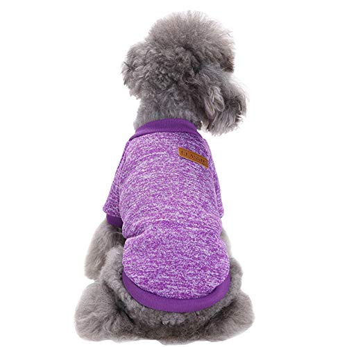 Product Cover CHBORLESS Pet Dog Classic Knitwear Sweater Warm Winter Puppy Pet Coat Soft Sweater Clothing for Small Dogs (XS, Purple)