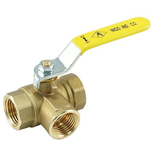 Product Cover NIGO Industrial Co. 180SS Series 3-Way (L-Port) Forged Brass Ball Valve, Lever Handle, NPT Female, Full Port 400WOG (1