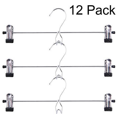 Product Cover Tosnail 12 Pack Skirt Hangers Add-On Hangers Stackable Hangers Cascading Hangers Pants Hangers with Clips
