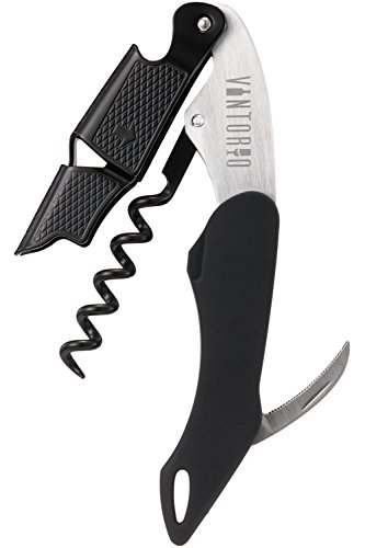 Product Cover Vintorio Professional Waiters Corkscrew - Wine Key with Ergonomic Rubber Grip, Beer Bottle Opener and Foil Cutter