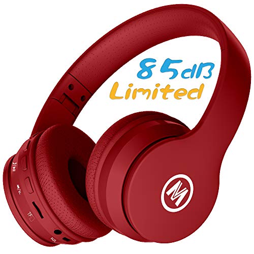 Product Cover Mokata Kids Headphone Bluetooth Wireless Over Ear Foldable Stereo Sound Headset with AUX 3.5mm Jack Cord SD Card Slot, Built-in Mic Microphone for Boys Girls Cellphone TV PC Game Equipment B01 Red