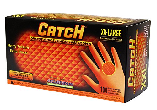 Product Cover Adenna Catch 9 mil Nitrile Powder Free Gloves (Orange, XX-Large) Box of 100
