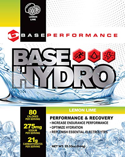 Product Cover BASE Performance Hydro - Lemon Lime | 28 servings within each eco-friendly mylar bag | Blend of dextrose, fructose, maltodextrin and essential electrolytes.