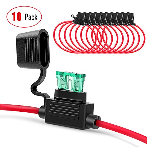 Product Cover Nilight 10 Pack NI-FH01 Inline Holder 14AWG Wiring Harness ATC/ATO 30AMP Blade Automotive Fuse Holder-10, 2 Years Warranty