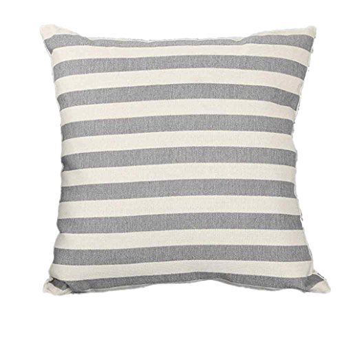 Product Cover Woaills Linen Throw Pillow Cases, Stripe Print Simple Square Pillowcase Cushion Covers 18