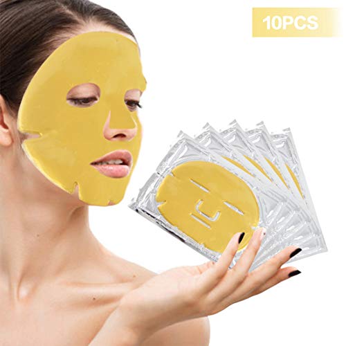 Product Cover EZGO 10 Pieces 24K Gold Bio-Collagen Renewal Facial Mask, Collagen & Elastin Beauty Mask For Anti-Aging, Tighten Skin & Revitalize Skin (Gold)