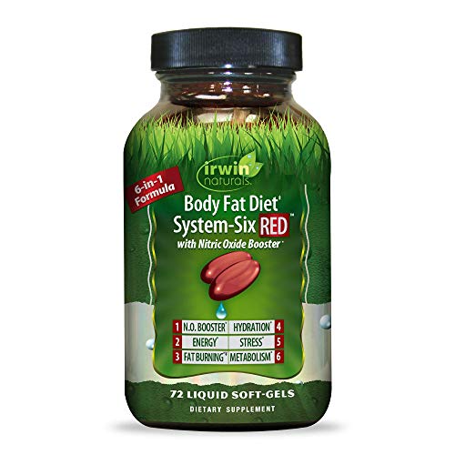 Product Cover Irwin Naturals Body Fat Diet System-Six RED with Nitric Oxide Booster - 6-in-1 Formula Supports Weight Management, Heart Health, Fat Burning, Hydration, Stress & Metabolism - 72 Liquid Softgels