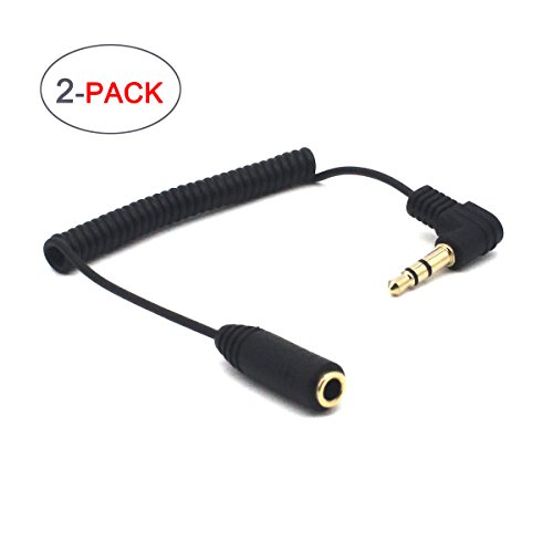 Product Cover Riipoo Coiled 3.5mm Audio Extension Cable - 2-Pack 30cm Mini Coiled 3.5mm Headphone Cable, 90 Degree 1/8