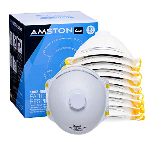 Product Cover Amston N99 Model 1802 Protective Dust Mask with Exhalation Valve - Particulate Respirator - NIOSH-Certified - 10/box (1 Box)