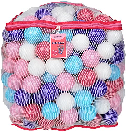Product Cover Click N' Play Plastic Ball Phthalate Free Bpa Free Crush Proof Pit Balls 5 Pretty Feminine Colors in Reusable Mesh Storage Bag with Zipper (Pack 200)