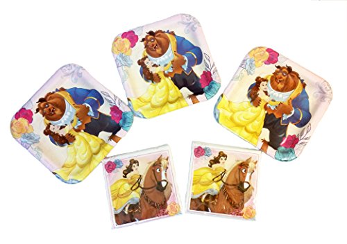Product Cover Disney Princess Belle Beauty and The Beast Party Pack. Contains 24 Plates, 32 Party Beverage Napkins. Bundle of 5.