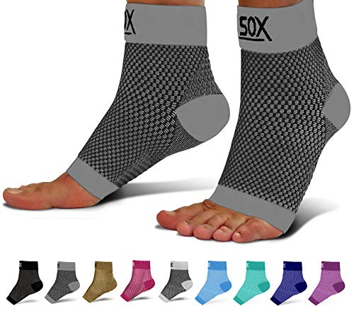 Product Cover SB SOX Compression Foot Sleeves for Men & Women - Best Plantar Fasciitis Socks for Plantar Fasciitis Pain Relief, Heel Pain, and Treatment for Everyday Use with Arch Support (Gray, Large)