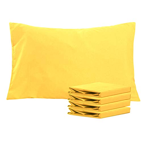 Product Cover NTBAY Queen Pillowcases Set of 4, 100% Brushed Microfiber, Soft and Cozy, Wrinkle, Fade, Stain Resistant, Queen, Yellow