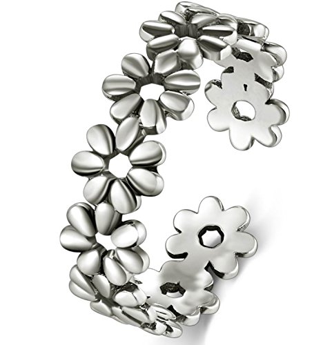 Product Cover BORUO 925 Sterting Silver Toe Ring, Daisy Flower Hawaiian Adjustable Band Ring
