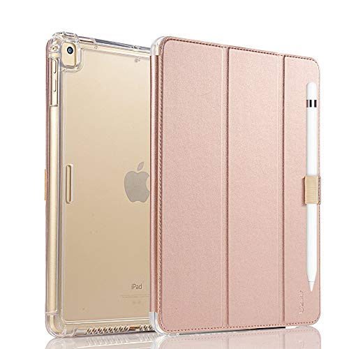 Product Cover Valkit For iPad Air Case, iPad Air 2 Cover, New iPad 9.7 2017 Case, Smart Stand Protective Heavy Duty Rugged Impact Resistant Armor Cover with Apple Pencial Holder ,Rose gold