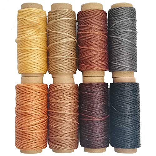 Product Cover 264 Yards 150D Leather Sewing Waxed Thread Cord for Leather Craft DIY, 1mm Diameter,8 Colors Thread Cord,Each of 33 Yards