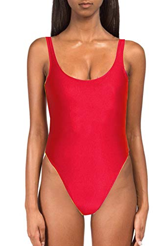 Product Cover MIAIULIA Women's Retro 80s/90s Inspired High Cut Low Back Padding One Piece Swimwear Bathing Suits