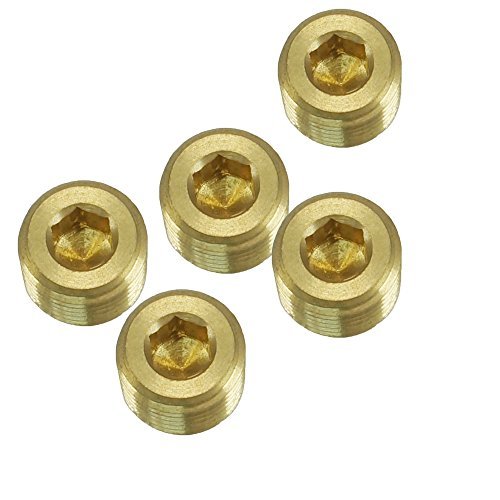 Product Cover Nigo JNS Brass Pipe Fitting, Hex Counter Sunk Plug, 1/4 Inch NPT Male Pipe - 5 Pack