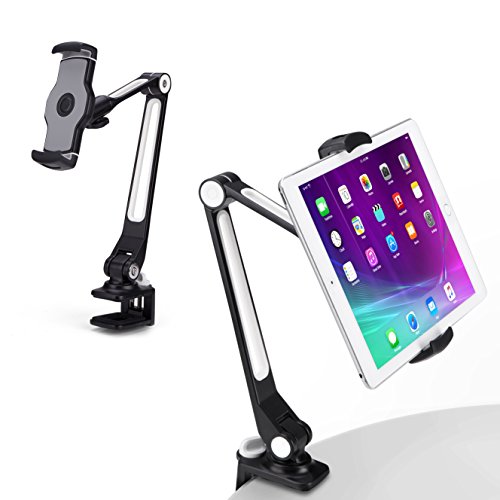 Product Cover AboveTEK Sturdy iPad Holder, Aluminum Long Arm iPad Tablet Mount, 360° Swivel Tablet Stand & Phone Holder with Bracket Cradle Clamps 4-11