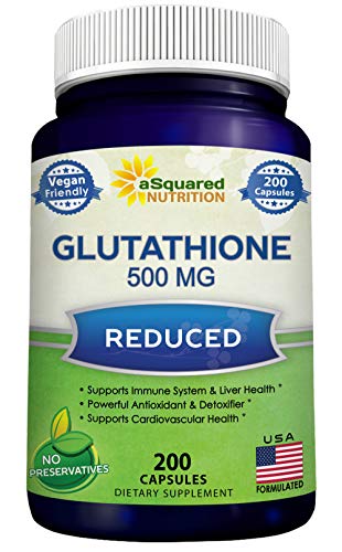 Product Cover Reduced Glutathione 500mg Per Serving Supplement - 200 Capsules - L-Glutathione Antioxidant to Support Liver Health & Detox - Max Strength L Glutathione Powder Pills to Help Immune & Brain Function