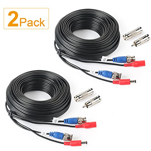 Product Cover SHD 2Pack 50Feet BNC Vedio Power Cable Pre-Made Al-in-One Camera Video BNC Cable Wire Cord for Surveillance CCTV Security System with Connectors(BNC Female and BNC to RCA)