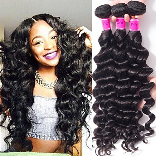 Product Cover RECOOL Brazilian Hair Loose Deep Wave Bundles 8a Virgin Human Hair Extensions Ocean Wavy Brazilian Hair for Black Women