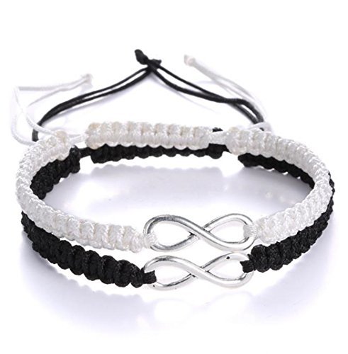 Product Cover Kiokioa Couple Bracelets His and Hers 8 Infinity Bracelets Jewelry for Lover Girlfriends Wrist (Black&White)