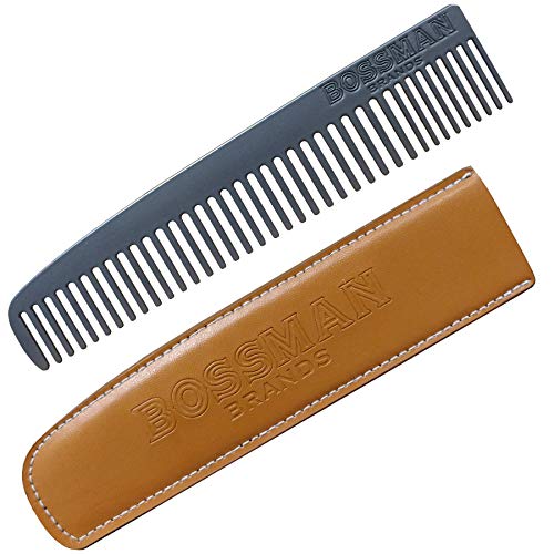 Product Cover Bossman Powder Coated Metal Beard & Mustache Comb, Patent Pending Design Eliminates Snagging of Hairs for a Smooth Glide