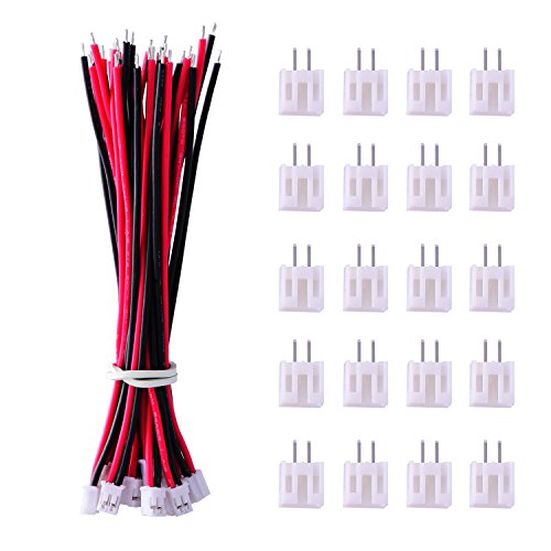 Product Cover Shappy 20 Pieces Micro JST PH 2.0 2-Pin Connector Plug Male and 20 Pieces 10 cm Red and Black Silicone Cable Wire with Female Connector