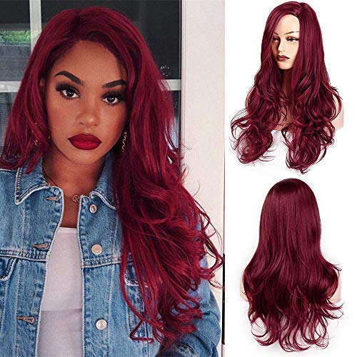Product Cover AISI HAIR Auburn Wig Cosplay Long Wavy Red Wig for Women Side Part Heat Resistant Wig Natural Looking Fiber Wig