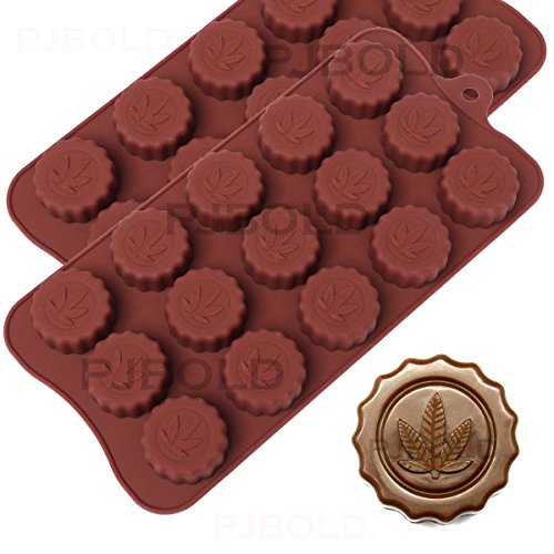 Product Cover Marijuana Leaf Embossed Silicone Chocolate Candy Mold Ice Cube Trays, 2 Pack