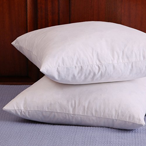 Product Cover Set of 2, Down and Feather Throw Pillow Insert, 100% Cotton, 20x20 Inch