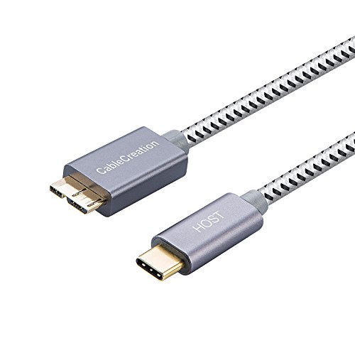 Product Cover USB C to Micro-B 3.0 (Gen 2/10G), CableCreation 1ft USB 3.1 Type C Cable Braided, Compatible with MacBook (Pro), HDD External Hard Driver & Samsung S10/S9/S8, 0.3M/ Gray