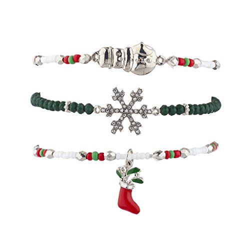 Product Cover Lux Accessories Silver Tone Christmas Xmas Holiday Arm Candy Bracelet Set 3PC