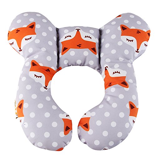 Product Cover KAKIBLIN Baby Travel Pillow, Infant Head and Neck Support Pillow for Car Seat, Pushchair, for 0-1 Years Old Baby (Gray Fox)