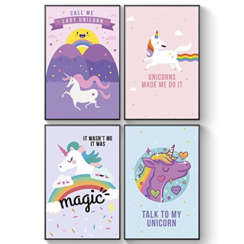 Product Cover Pillow & Toast Unicorn Rainbow Wall Art Nursery Home Decorations, Unicorns Art Prints Posters for Teen Girls and Little Girl Bedroom
