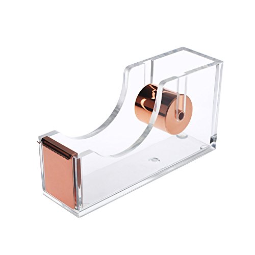 Product Cover Deluxe Acrylic Design Office  Desktop Tape Dispenser Clear Rose Gold
