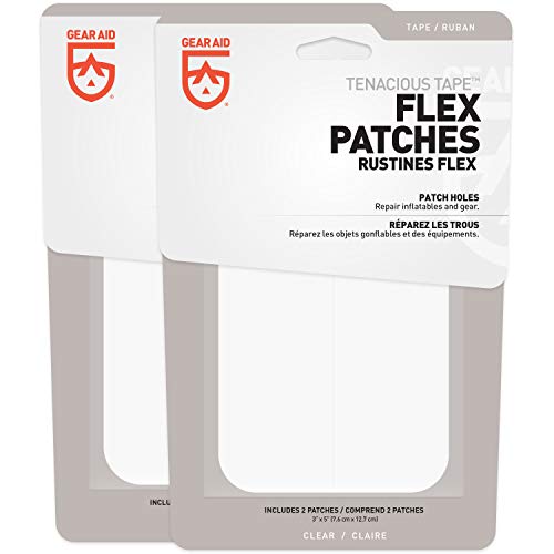 Product Cover GEAR AID Tenacious Tape Flex Patches for Vinyl and Fabric Repair, Clear, Two 3