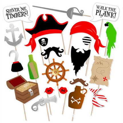 Product Cover Pirate Photo Booth Props DIY Kit Dress-up Accessories for Fun Reunions Birthdays Family Party, 22 pieces