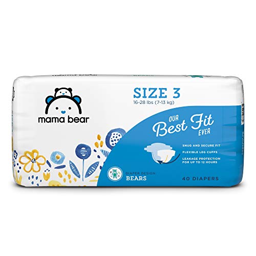 Product Cover Amazon Brand - Mama Bear Best Fit Diapers Size 3, 40 Count, Bears Print [Packaging May Vary]