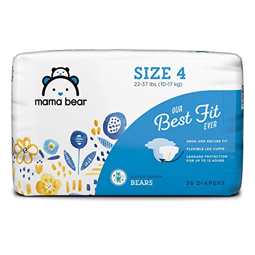 Product Cover Amazon Brand - Mama Bear Best Fit Diapers Size 4, 36 Count, Bears Print [Packaging May Vary]