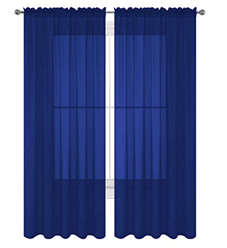 Product Cover Luxury Discounts 2 PC Solid Rod Pocket Sheer Window Curtain Treatment Drape Voile Panels in Variety of Colors (55