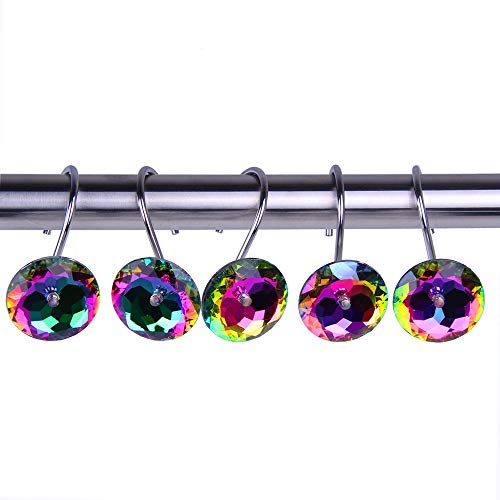 Product Cover Adwaita Decorative Shower Curtain Hooks - Acrylic Crystal Rhinestones - Set of 12 (Multi)