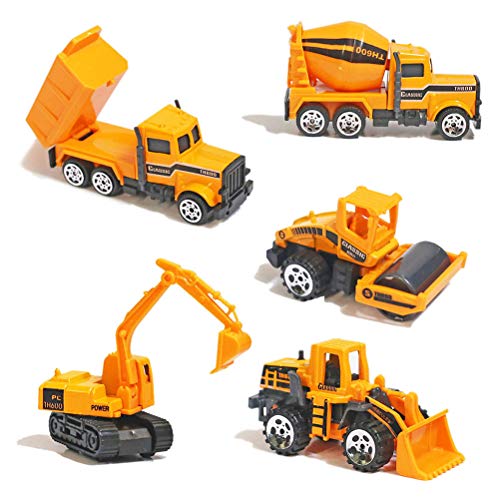 Product Cover YIMORE Alloy Construction Engineering Truck Models Mini Pocket Size Play Vehicles Cars Toy Cake Toppers for Kids Toddlers Boys (5Pcs Set)