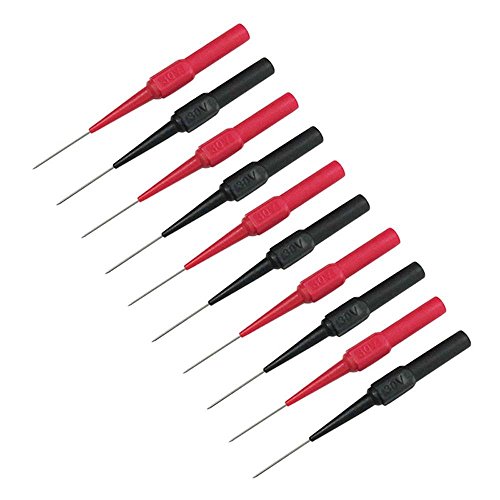 Product Cover TestHelper TP161RDx5 Insulation Piercing Needle Non-destructive Pin Test Probes,4mm Banana Socket for Car Tester Red/Black