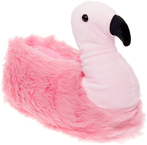 Product Cover Silver Lilly Flamingo Slippers - Plush Animal Slippers w/Memory Foam Support