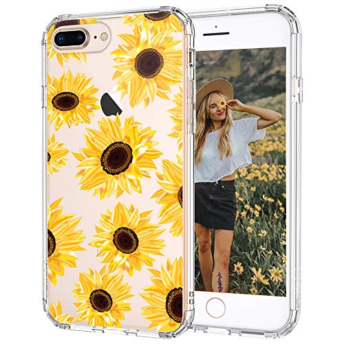 Product Cover MOSNOVO iPhone 7 Plus Case, iPhone 8 Plus Case, Floral Flower Sunflower Pattern Clear Design Transparent Back Phone Case with TPU Bumper Case Cover for iPhone 7 Plus/iPhone 8 Plus