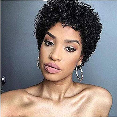 Product Cover HOTKIS Human Hair Short Afro Curly Wigs for Black Women Short Human Hair Curly Wigs (Short Afro Curly-1b)