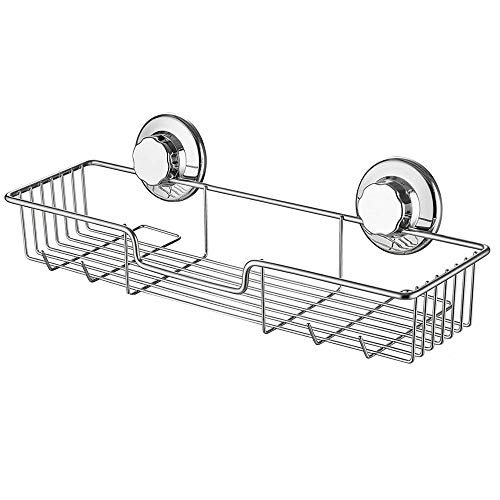 Product Cover iPEGTOP L-4 Strong Suction Cup Shower Caddy Bath Shelf Storage, Combo Organizer Basket for Shampoo, Soap, Conditioner, Razor Bathroom Accessories - Rustproof Stainless Steel, Chrome